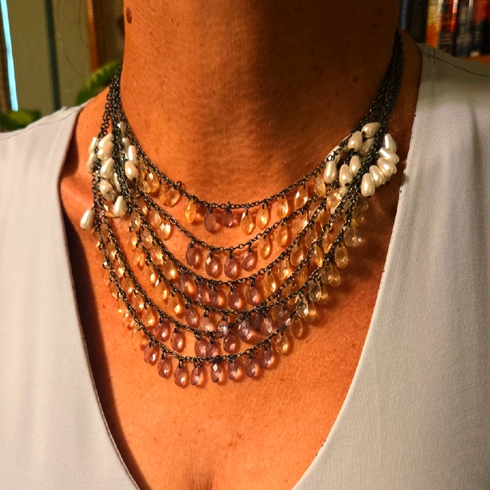 Stunning Multi-Layered Pearl and Bead Necklace